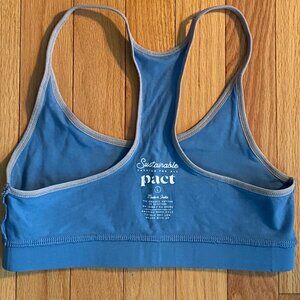 Pact Organic Cotton Racer Back Sports Bra  Blue and Gray Size Large